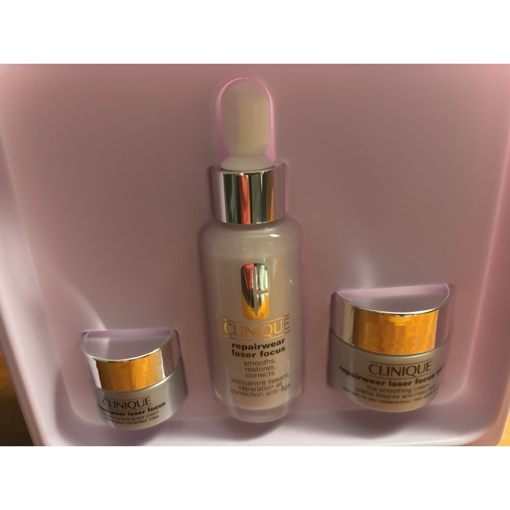 CLINIQUE REPAIRWEAR Power Players Set- Serum, Eye And Night Creams Nib